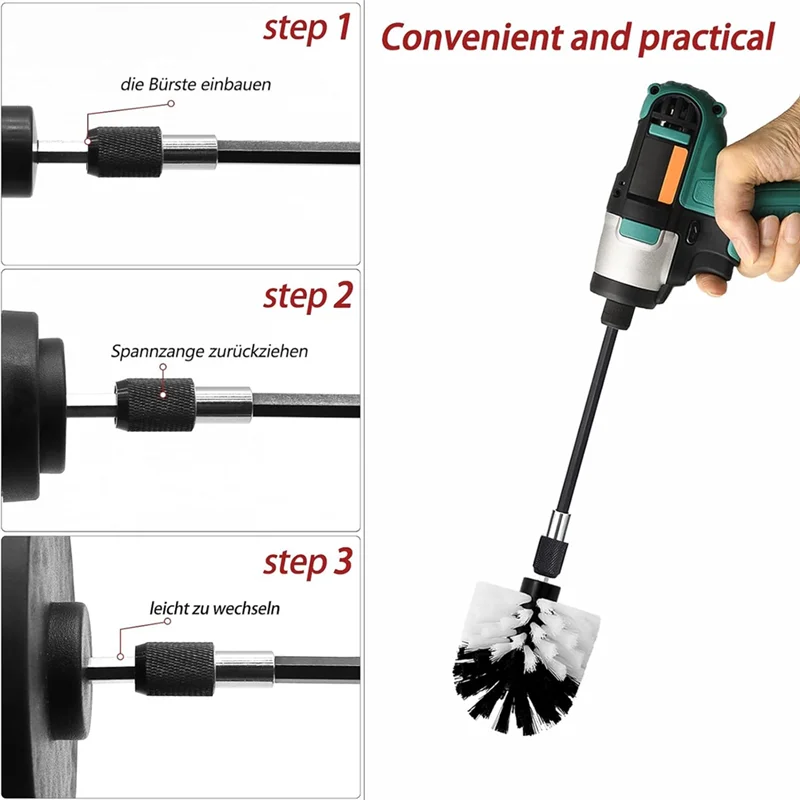 ABLA-21Pcs Drill Brushes Attachment Set For Cleaning,All Purpose Scrubber Brushes With Extended Attachment
