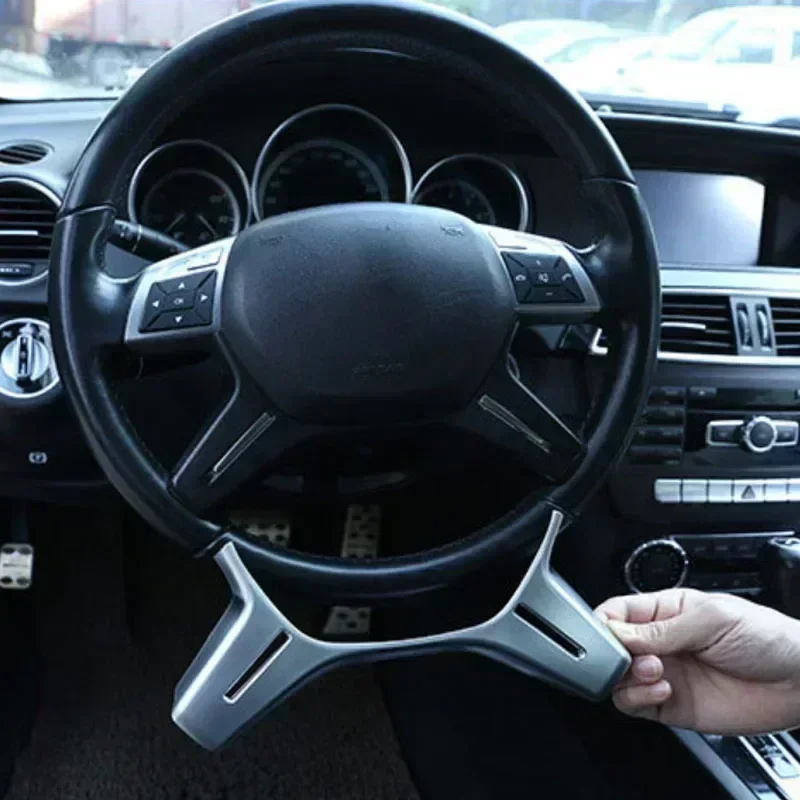 For Mercedes Benz C E ML GL Class W204 W212 W463 W166 X166 Car Steering Wheel Panel Sticker Cover Trim accessories
