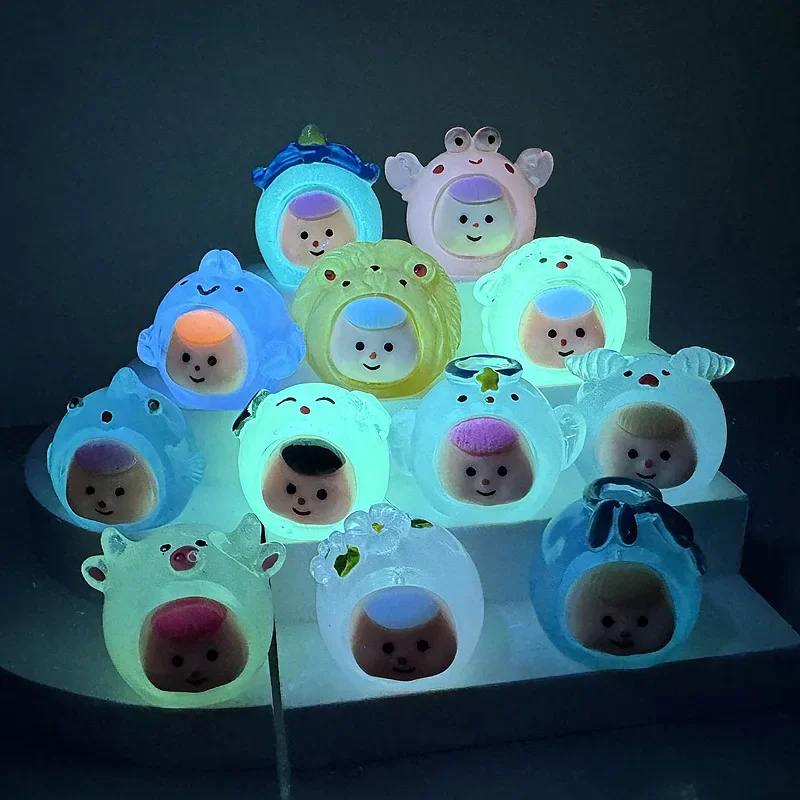 3D 12 Constellation Resin Luminous Baby Miniatures DIY Flatback Embellishments Supplies Kawaii Parts Diy Charms Accessories Deco