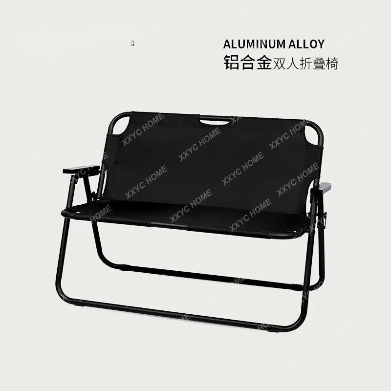 All Aluminum Alloy Double Folding Chair Outdoor Camping Chair Blackened Mori Style Portable Armchair Lazy Bone Chair