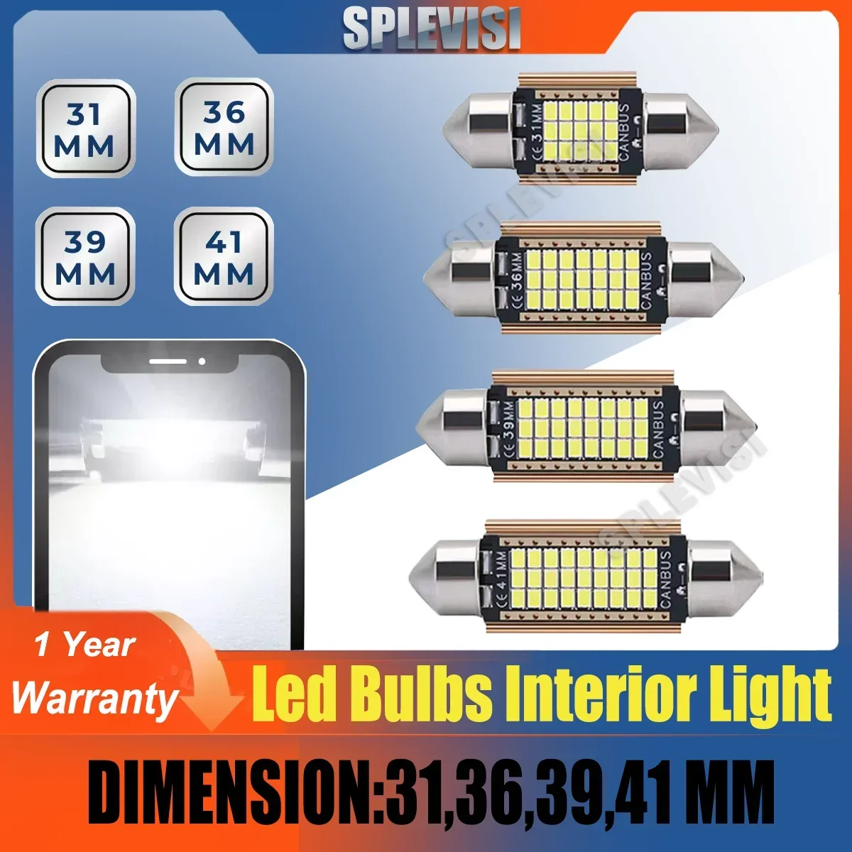 

Led C5W 31/36/39/41mm strong vibration resistance Car Festoon White Auto Interior Boot Light Reading Light Bulbs 12v