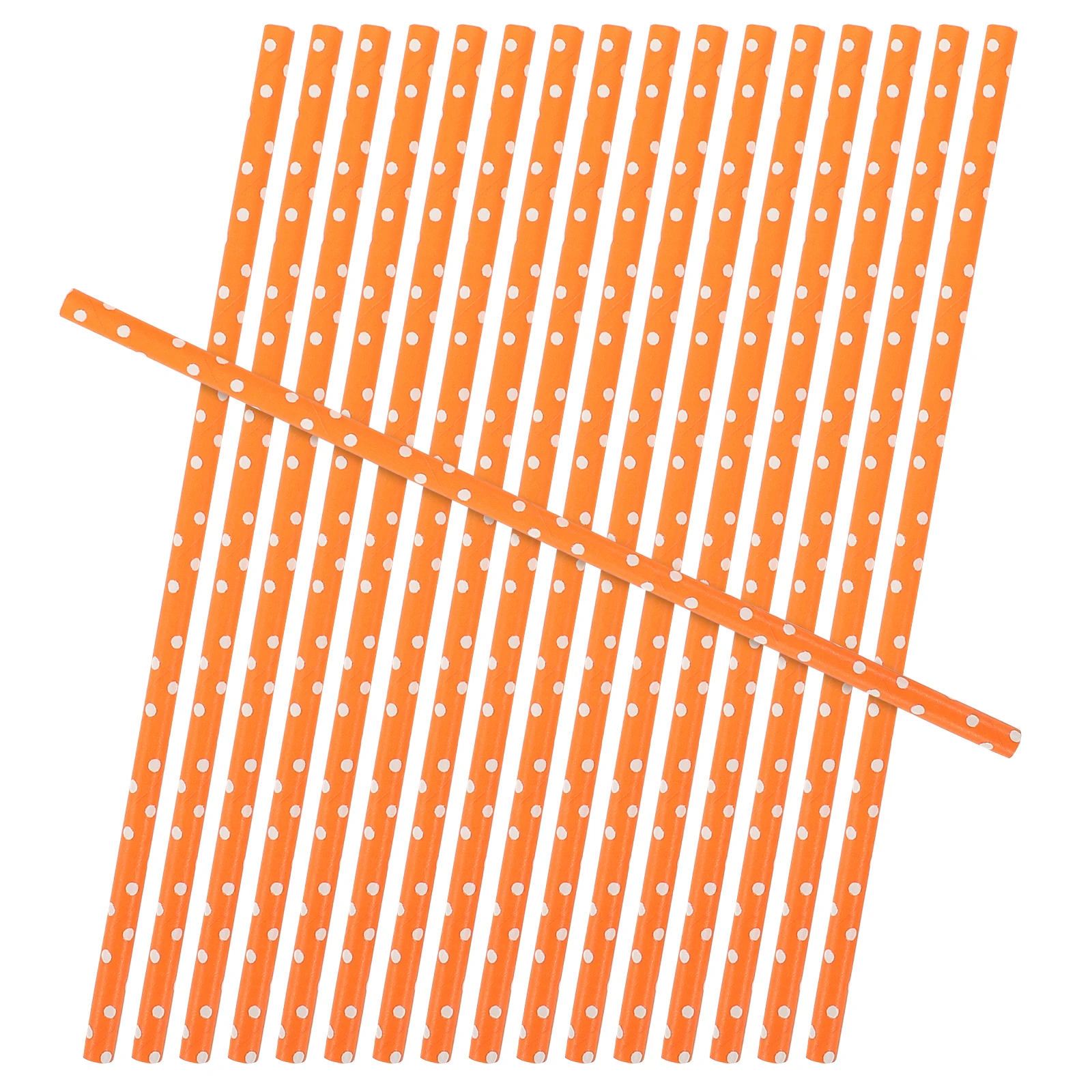 

100pcs Colored Paper Biodegradable Disposable Drinking Straws Birthday Party Decoration Dessert Table Orange White Straws