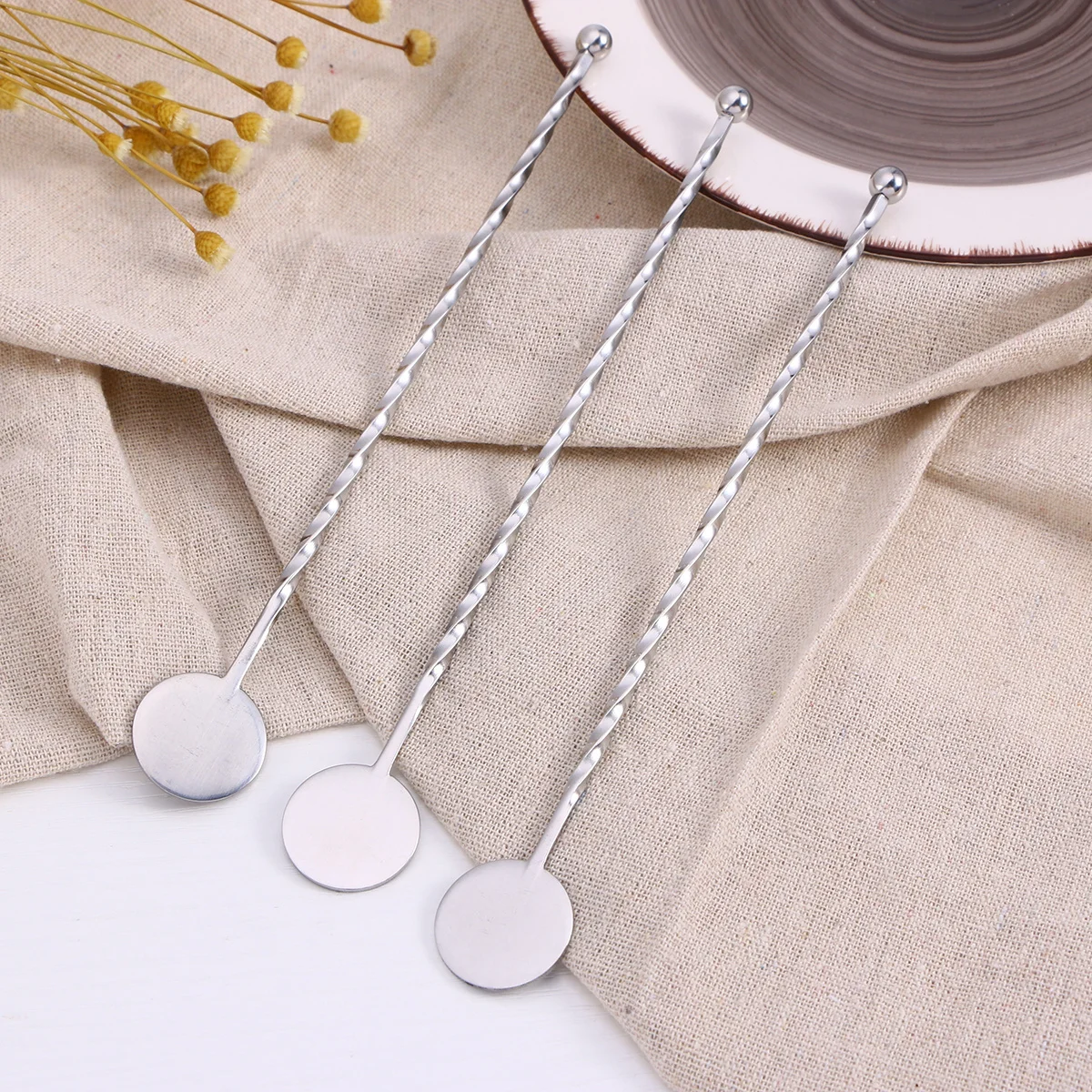 

5Pcs Stainless Steel Bar Swizzle Sticks Cocktail Mixer Stirring Stick for Coffee Tea Drinks Party Swizzle Sticks