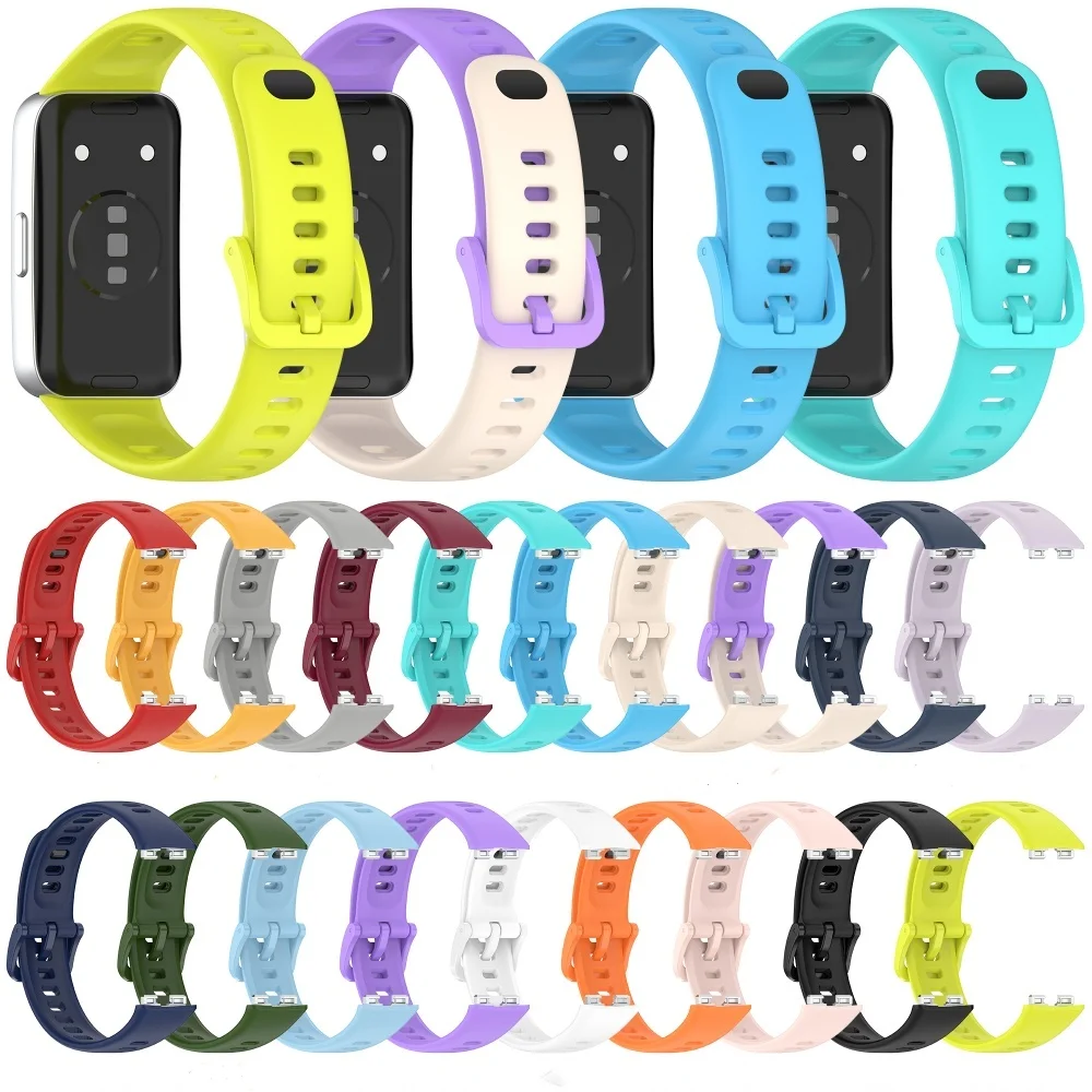 Pulseira de silicone para huawei band 10 10nfc 9 9nfc 8 8nfc fivela banda acessórios smartwatch