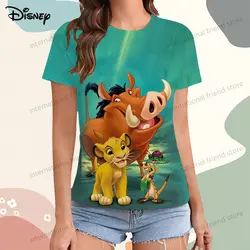 Simba Disney The Lion King T-shirt Women's Leisure Summer New Dress Youthful Woman Clothes XS-3XL T-shirts Y2k Short Sleeve Tee