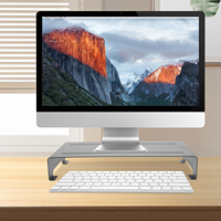 Aluminum Alloy Monitor Riser 6Cm Laptop Stand Desktop Screen Holder Notebook Shelf Anti-Slip Pads Keyboard Storage Grey Computer