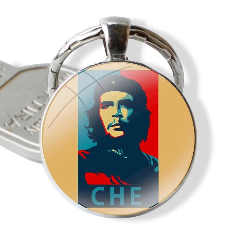 Keychain Handmade Glass Cabochon Key Ring Holder Pendant Key Chains Che Guevara