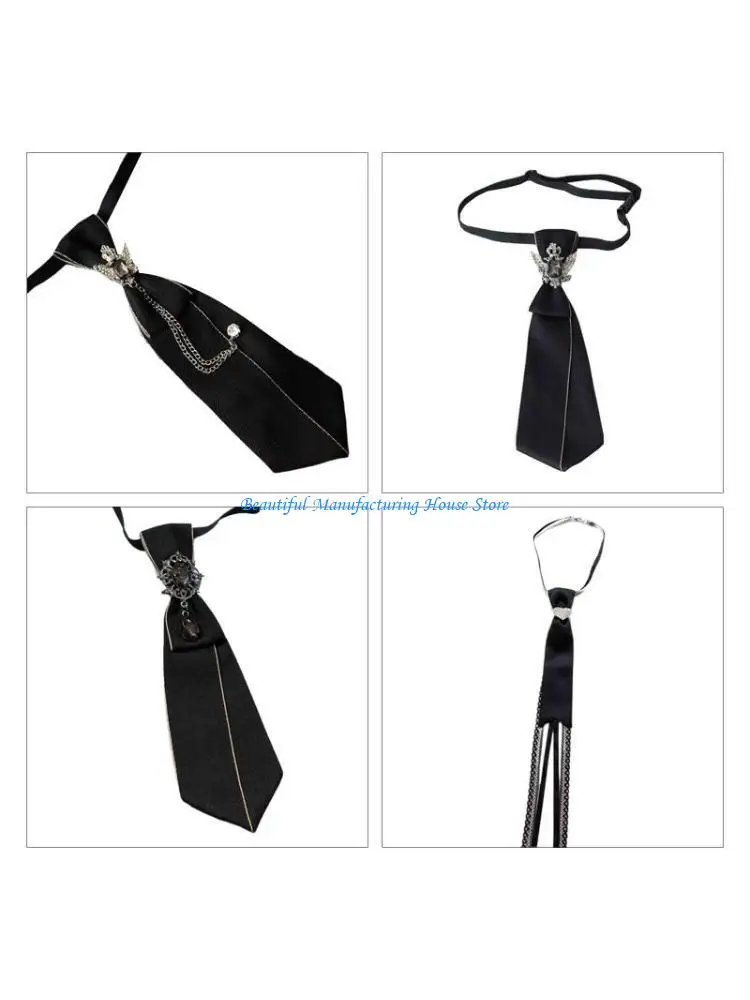 

E56A Мужской винтажный галстук в готическом стиле для металлической цепочки со стразами для свадебной вечеринки с предварительно