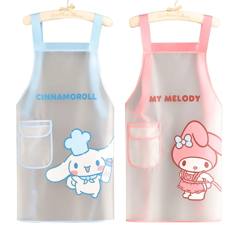 Sanrio Kawaii Cinnamoroll Apron MyMelody Anime Cartoon Home Kitchen Cute TPU Waterproof and Oil Proof Creative Transparent Apron