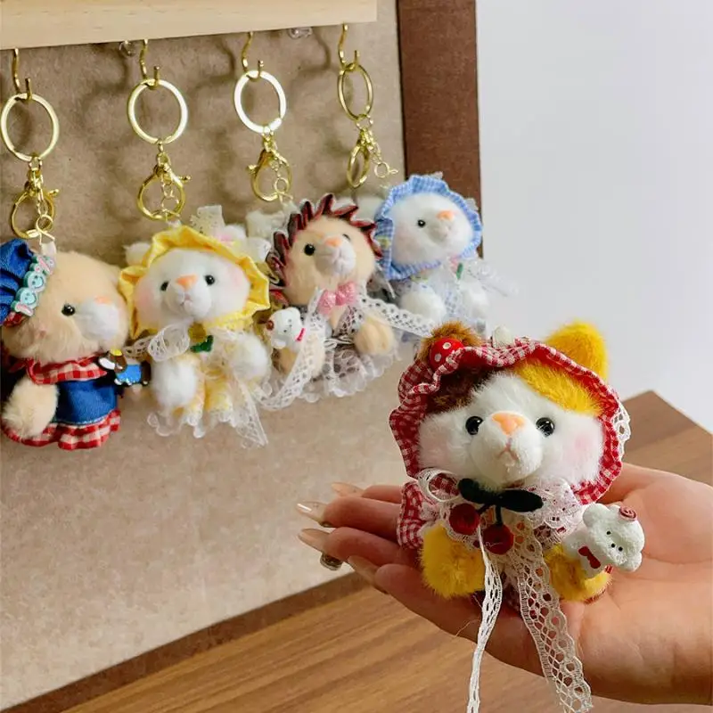 Chaveiro de Pelúcia de Urso Pequeno Estilo Ocidental de Desenho Animado, Pingente de Boneco de Animal Kawaii, Acessórios de Decoração para Mochila, Presentes
