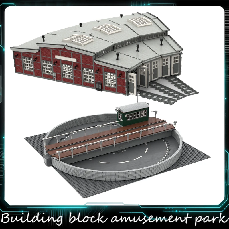 

New MOC Rotating Disk Garage Circular Slipway Turntable Assembly DIYEducation Assembly Toys For Children Special Festival Gifts