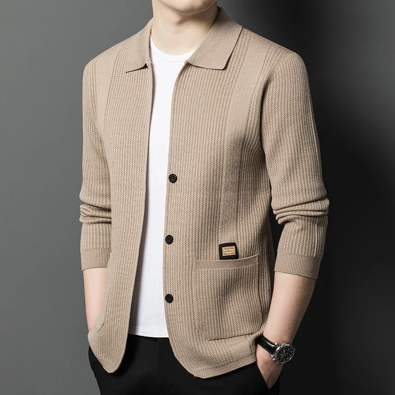 

Knitted Cardigan Men's Sweater Jacket Spring New Trend Men's Clothing Casual Solid Color Simple Top