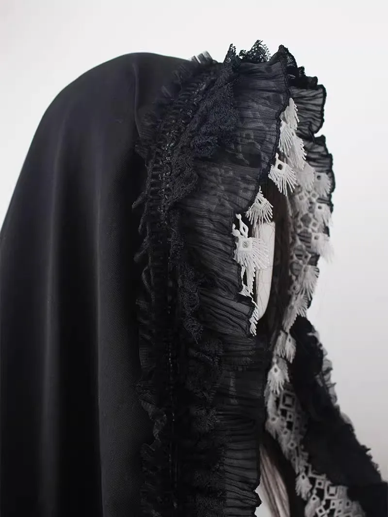 Couvre-chef en voile noir pour femmes et filles, accessoires de Costume de nonne, gothique Lolita, Halloween, carnaval, fête, jeu de rôle, foulard