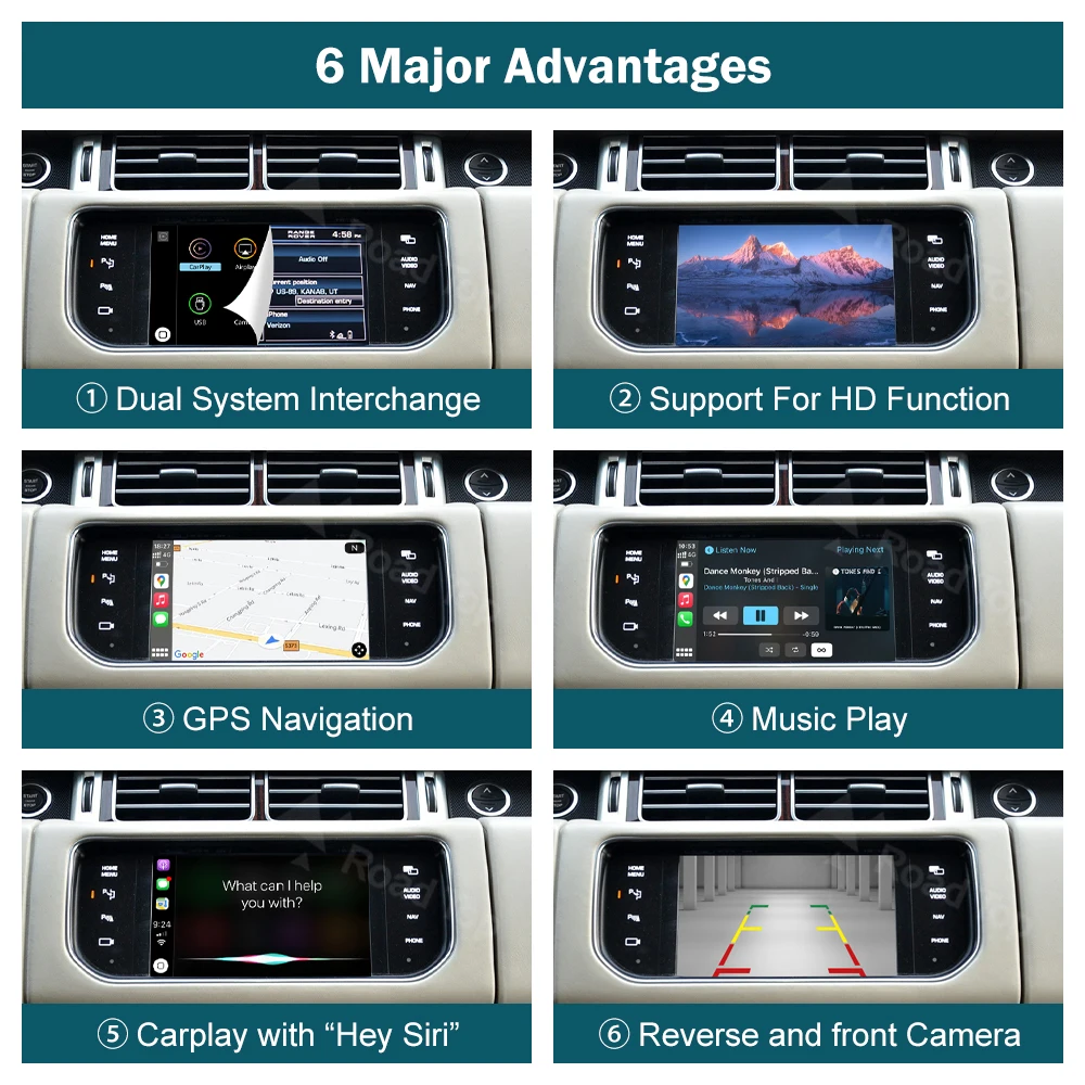 RoadTop Carplay اللاسلكي لاند روفر جاكوار رينج روفر إيفوك ديسكفري 2012-2016 أندرويد واجهة السيارات مرآة لينك AirPlay