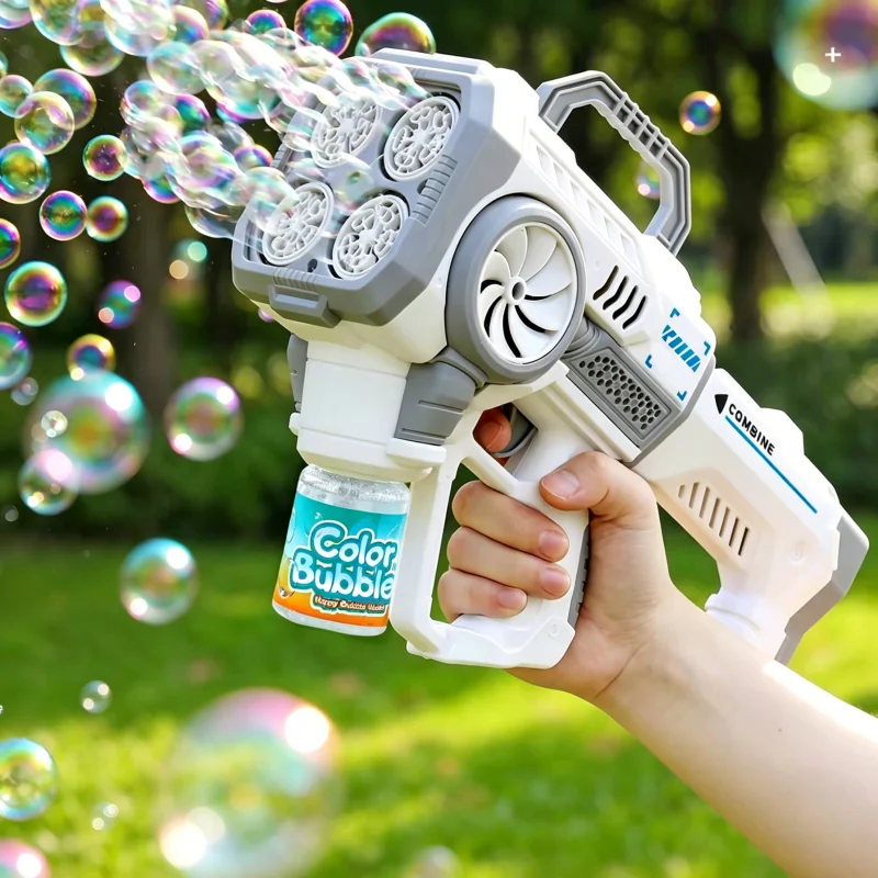 

Electric Bubble Gun 4 Holes Automatic Soap Bubble Blowing Machine Outdoor Game Party Wedding Birthday Gifts Kid Boy Girl Toy