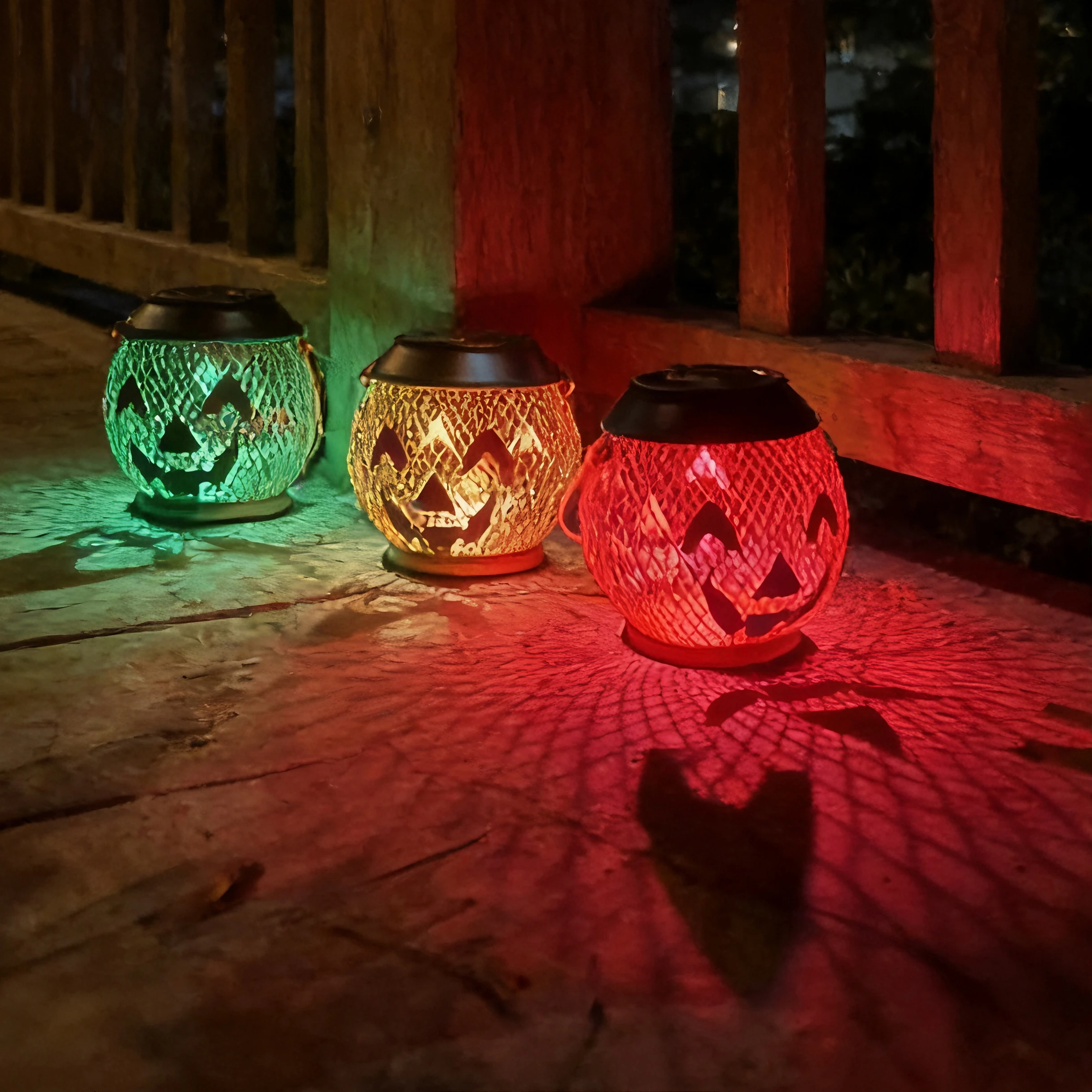 Halloween devil smiling face solar charging pumpkin lantern can be hung, handheld dual-use courtyard lawn decoration lamp