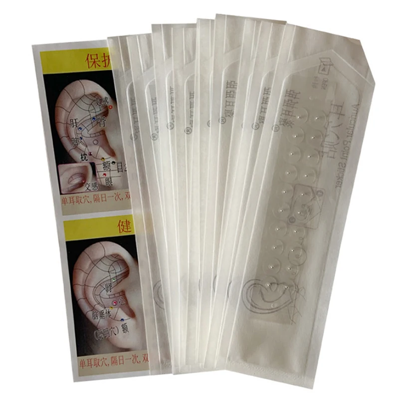 100/200Pcs Ear Pressure Stick Acupuncture Magnetic Beads Transparent Ear Point Stickers Auricular Ear Stickers Massage