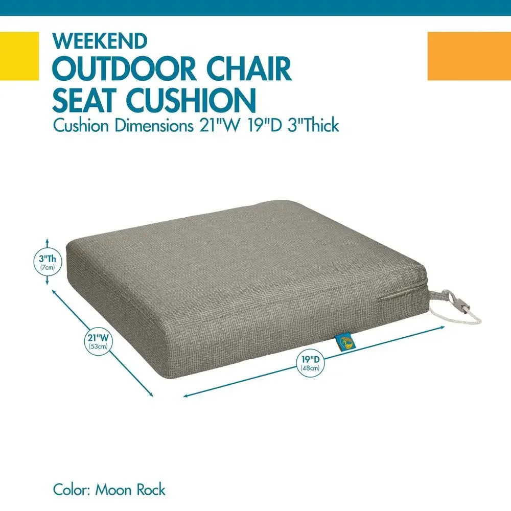 Weekend Water-Resistant Outdoor Dining Chair Cushion 21x19x3 Inch Solid Moon Rock Waterproof Rectangle Seat Pad Foam Cover