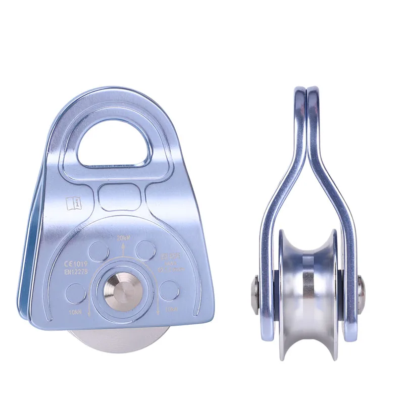 20KN Aviation Aluminum Square Edged Pulley, Rock Climbing Rope Pulley for Outdoor Casual Activities & Rescue Hauling