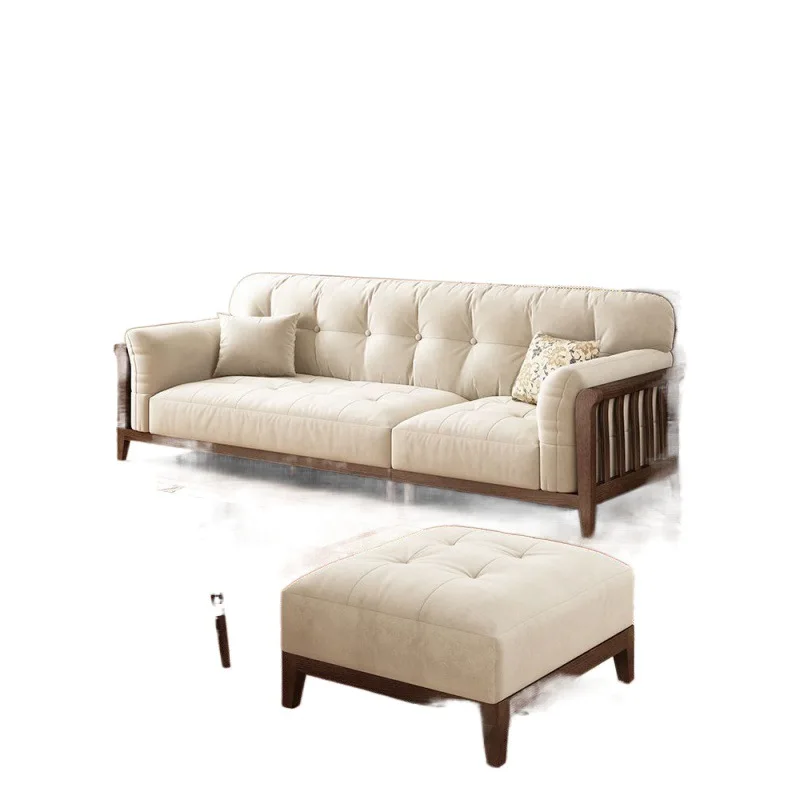 

Japanese-style ash wood all-solid wood sofa cat claw cloth removable and washable small apartment living room simple sofa two