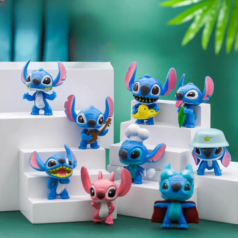 Figuras de Stitch, modelos del Tesoro interestelar, cajas ciegas, figuritas de huevo retorcido, decoraciones para pasteles montadas en el coche, regalos de Pvc