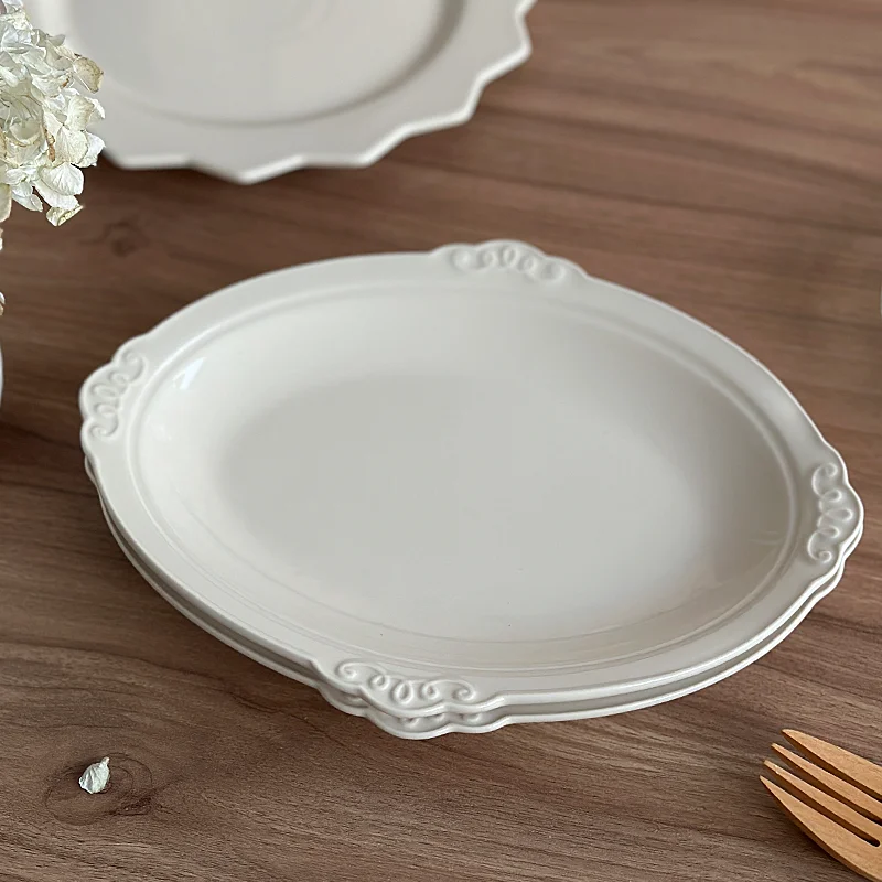 LMM simple light-sensitive underglaze bright ceramic rectangular soup plate oval fish plate