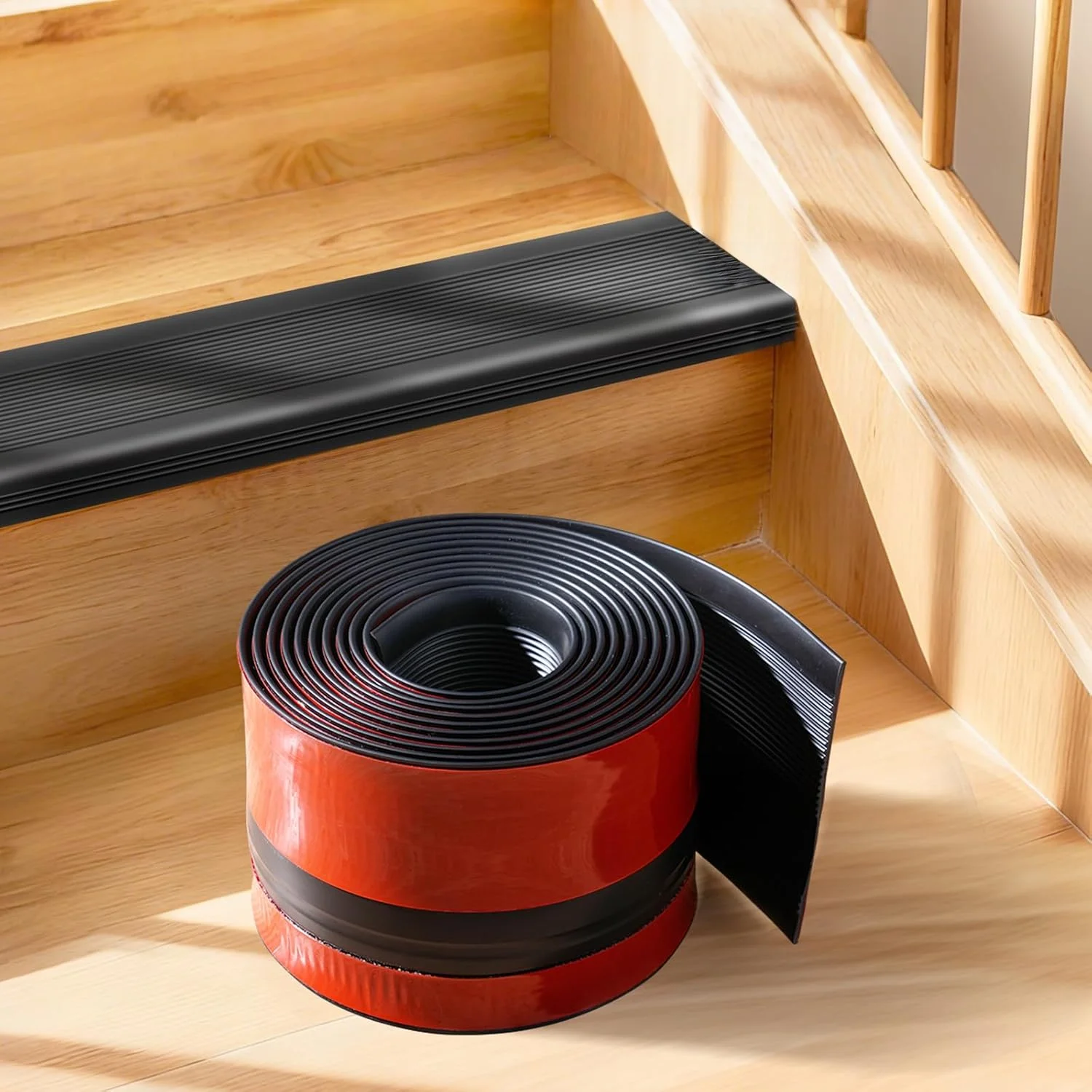 1PC 1/2m Stair Nosing Self-Adhesive Black Stair Edge Trim, Anti-Slip Rubber Molding For Indoor&Outdoor