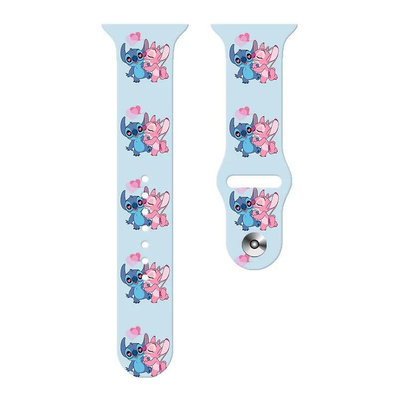 Disney Anime Cartoon Stitch Printed Watch Strap Suitable for Apple Watch S8/7/6/5/SE Series Silicone Watch Strap Holiday Gifts