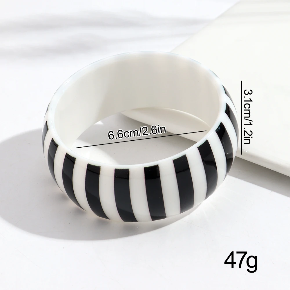 Neue Bunte Harz-Armreifen mit Breiten Vertikalen Streifen, Einfache Geometrische Runde Stapelbare Acryl-Armreifen, Damenschmuck Geschenke – Detail 2
