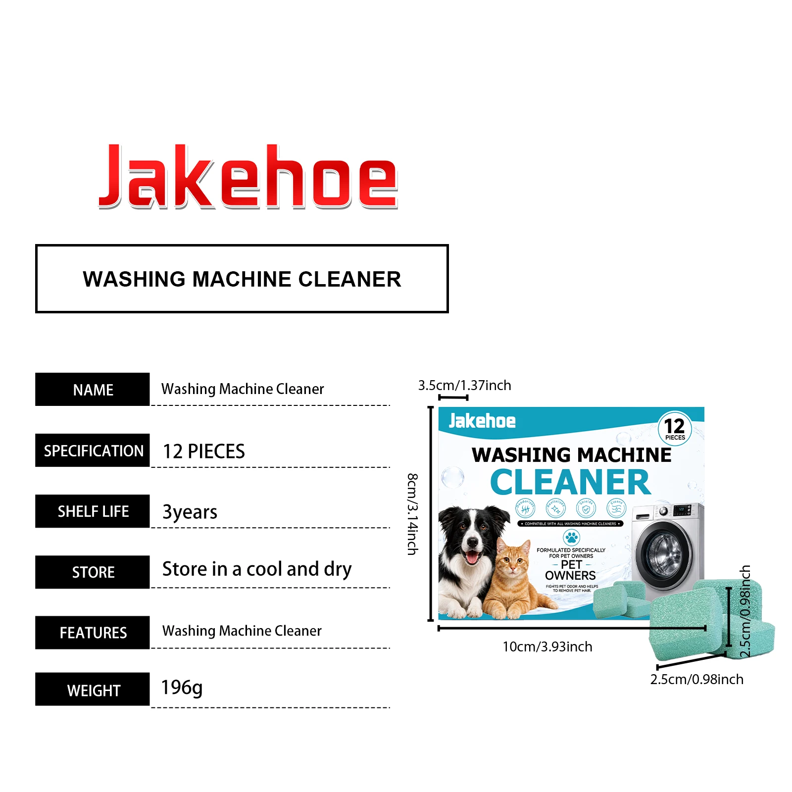 Washing Machine Cleaning Tablets Removing Mold Stains & Pet Hair Eliminating Odors Prevent Bacterial Growth Washer Tank Cleanser