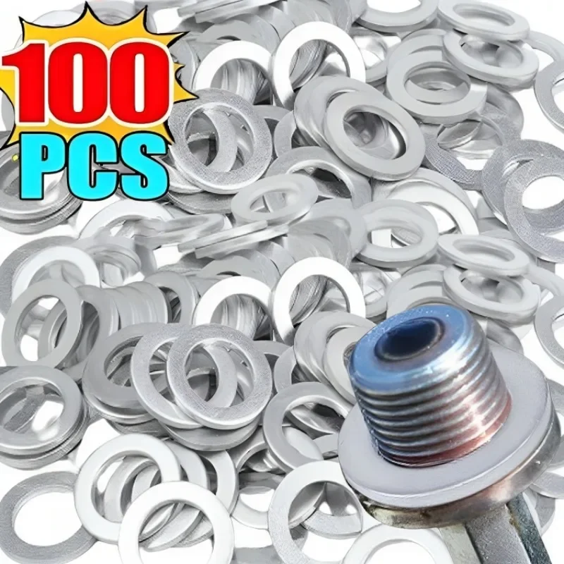 10-100pcs Car Engine Sump Oil Drain Seal Gasket 14mm Hole Nut Washer for Honda Engine Oil Sump Aluminium Seal Gasket Auto Parts