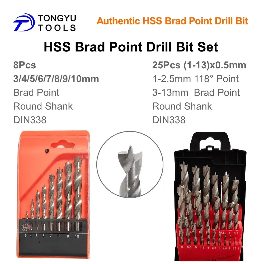 HSS Brad Point Holzbohrer-Set 1-13mm Hochgeschwindigkeitsstahl Holzbearbeitungs-Spiralbohrer für Hartholz, Sperrholz, Kunststoff, Holzbearbeitung – Detail 6