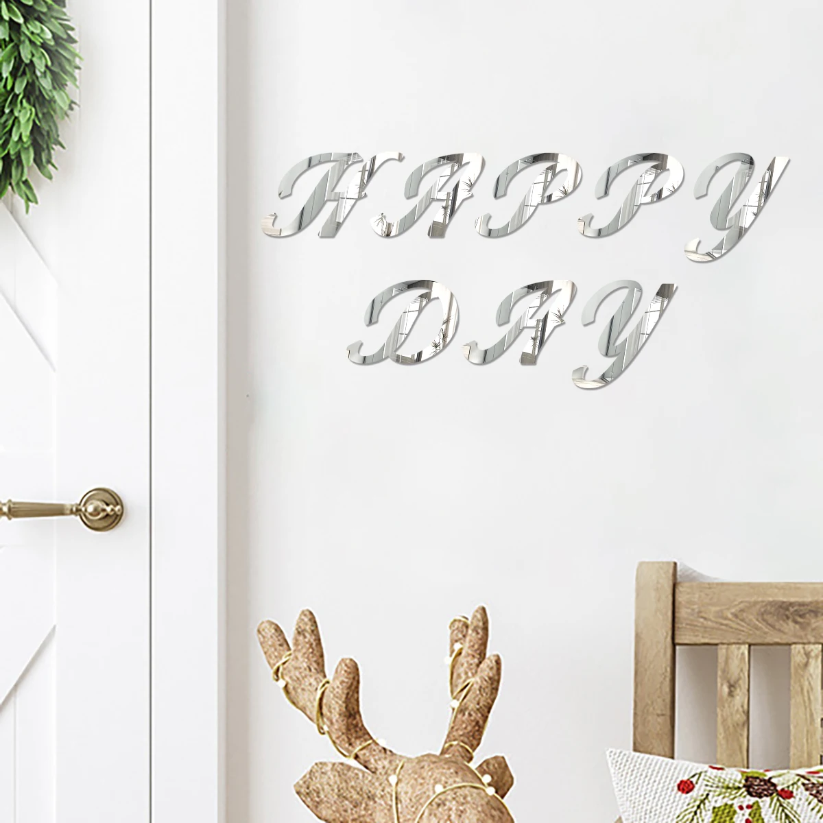 حجم كبير 20 سنتيمتر الفضة ثلاثية الأبعاد الاكريليك مرآة سطح الخط الفني الإنجليزية رسائل ملصقات جدار ديكور المنزل الأبجدية الفن صور مطبوعة للحوائط #4