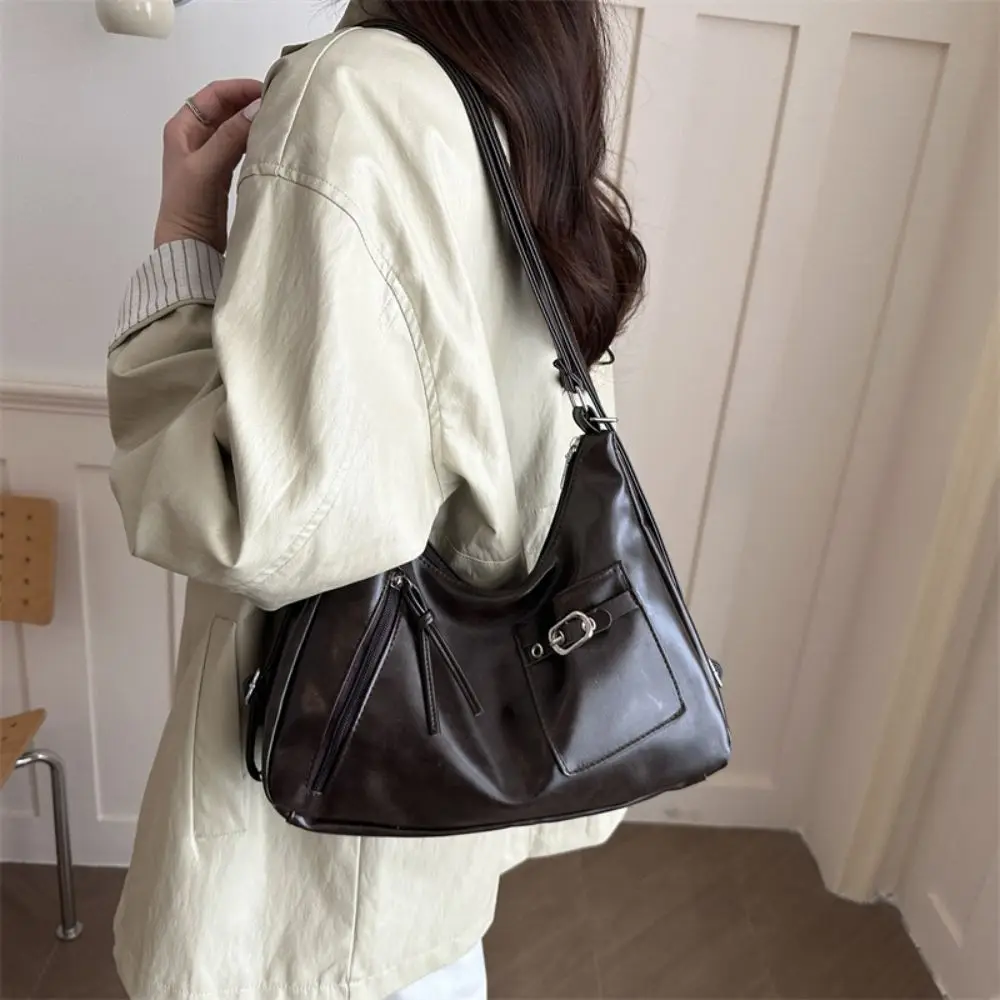 Large Capacity Shoulder Bag Multi-Functional Lightweight Design Crossbody Bag Versatile Structure PU Leather Underarm Bag Travel