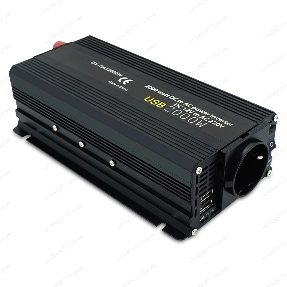 2000W Pure Sine Wave Power Inverter 12V DC to 220V AC, with Dual USB & EU Plug, for Car Home Truck RV Emergency Power Supply