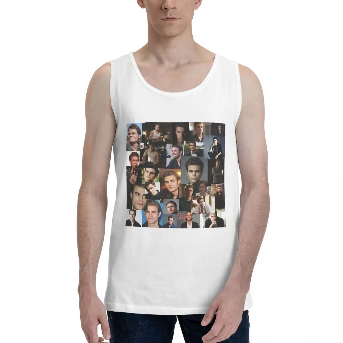 Paul Wesley 100% Cotton Men's Sweatshirt Vest Sleeveless Clothing Tees Men Tank Tops T-shirt