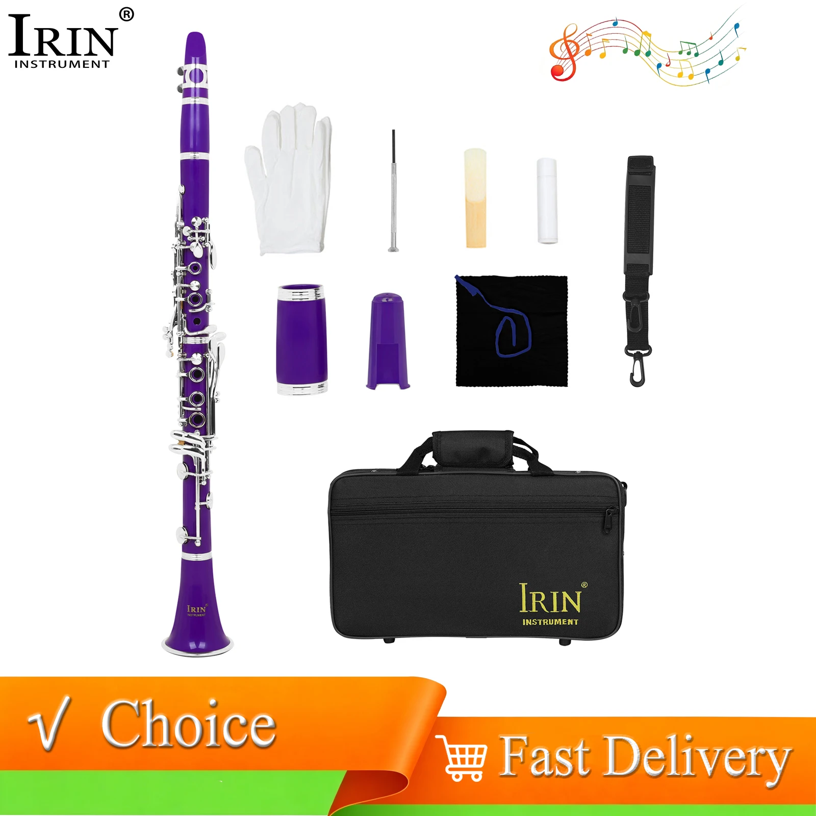 IRIN Clarinet 17 Key Bb Tone Adjusting Tube ABS Clarinet Woodwind Instrument with Cloth Box Screwdriver for Clarinet Accessories