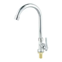Grifo monomando para fregadero de cocina, mezclador de agua fría única, chapado en acero y plástico, montado en cubierta