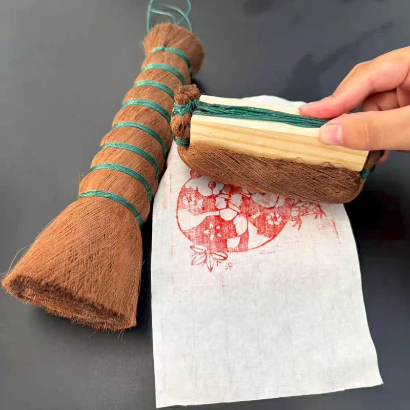 Woodblock Chinese New Year Paintings Rubbing Brush Natural Palm Painting Carving Rubbing Brush Manual DIY Mounting Rubbing Tools