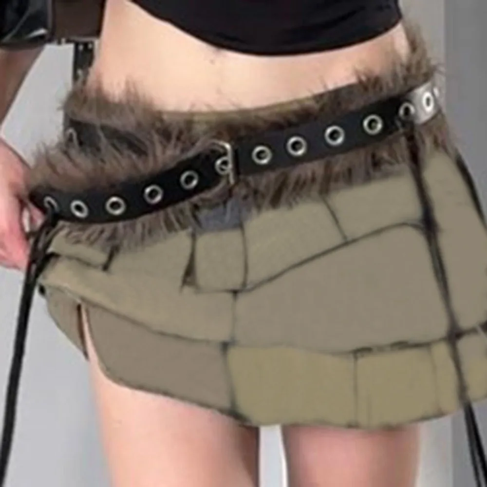 

Модный ремень из искусственного меха в стиле панк, роскошный дизайн, модный ремень из искусственной кожи, повседневный универсальный пояс с пряжкой