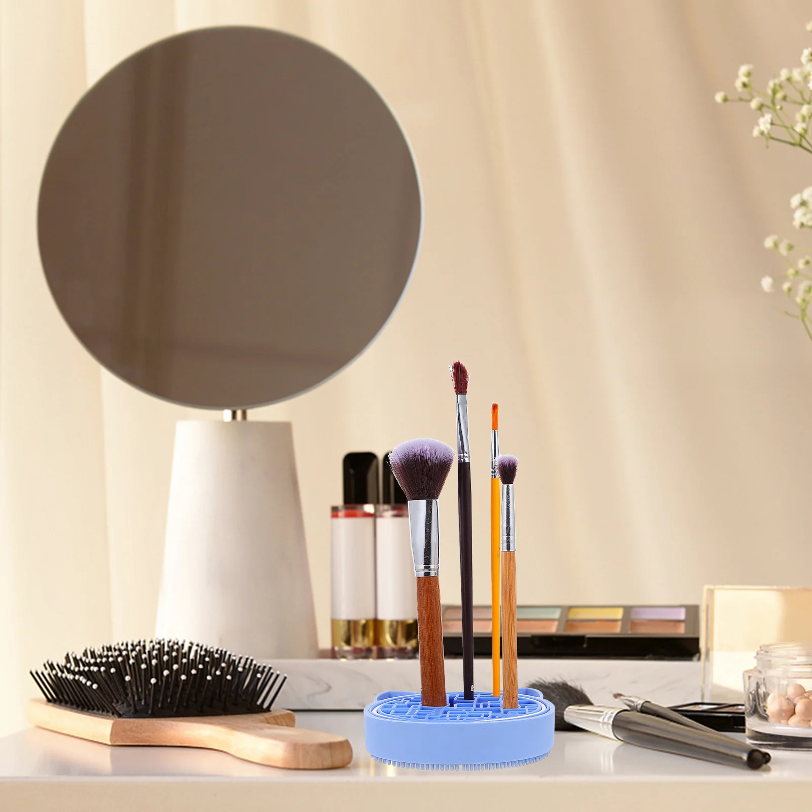 กล่องเก็บแปรงแต่งหน้า ซิลิกาเจล ดีไซน์ 2in1 พื้นที่ยกสูง ใช้ได้กับทุกขนาด เป็นมิตรกับสิ่งแวดล้อม ใช้ซ้ำได้หลายปี ขจัดคราบและไขมัน