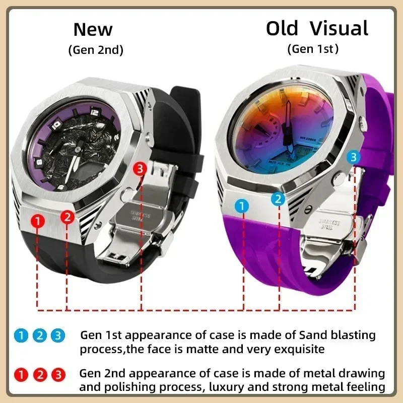 Modification Kit Gm 2100 Metal Case Kit Casioak Panther Dial Watch Bracelet for CASIO GA 2100 GAB2110 Bezel Rubber Band Watch