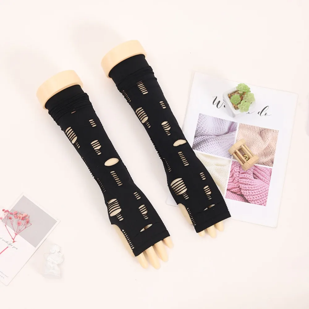 غطاء حماية لليد من الحرير الجليدي للحماية من الشمس، غطاء حماية لليد للأشعة فوق البنفسجية، أكمام للذراع، قفازات شبكية للنساء والفتيات #2