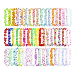 24pcs Hawaiian Flower Lei Party Decorations Multicolor Tropical Flower Necklace Summer Beach Luau Theme Party Supplies