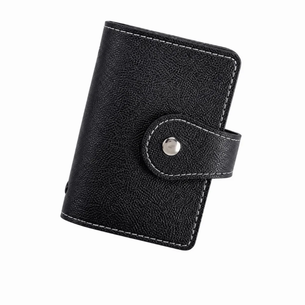 Portable 26 Slots Card Holder Bag PU Leather Simple Pocket Case Wallet RFID Blocking Pocket Card Bag for Credit ID Cards