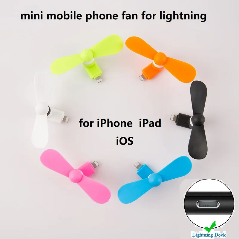 Mini Cell Phone Fan Colorful and Powerful Fan Compatible Mobile Phone Fan for iPhone and iPad Cell Phone Summer Accessories