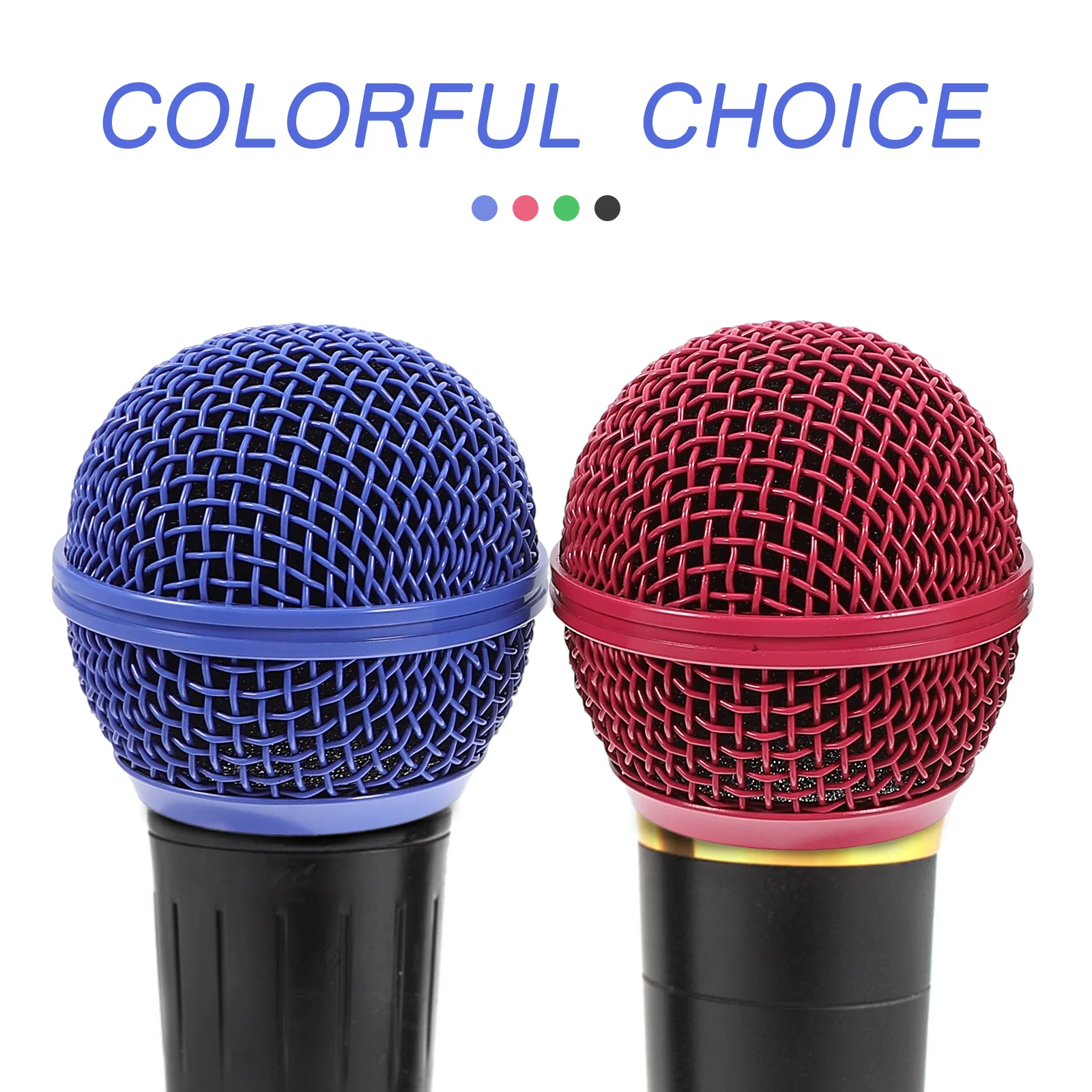 

4pcs Colorful Microphone Mesh Grill Replacement Durable Metal Cover Noise Reduction Wireless Mic Supplies Mic Accessories