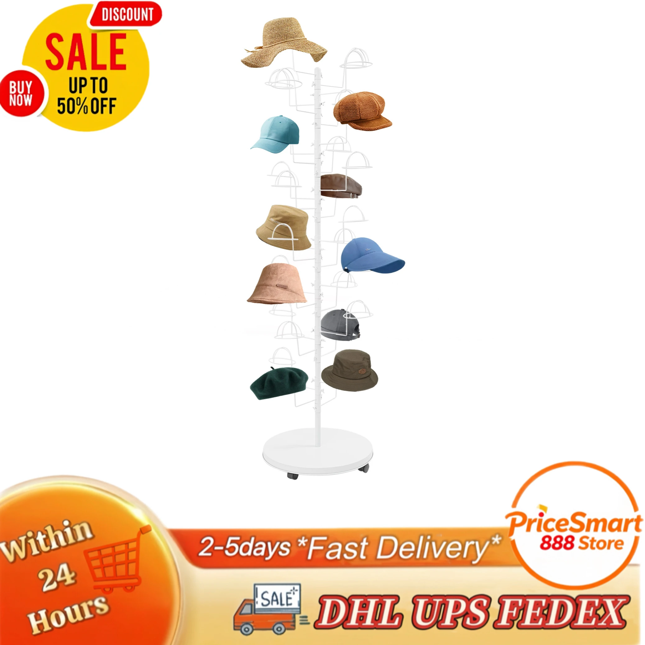 

Металлическая напольная подставка для головных уборов с 30 крючками, 30 местами для хранения, легким перемещением, блокировкой и вертикальной установкой