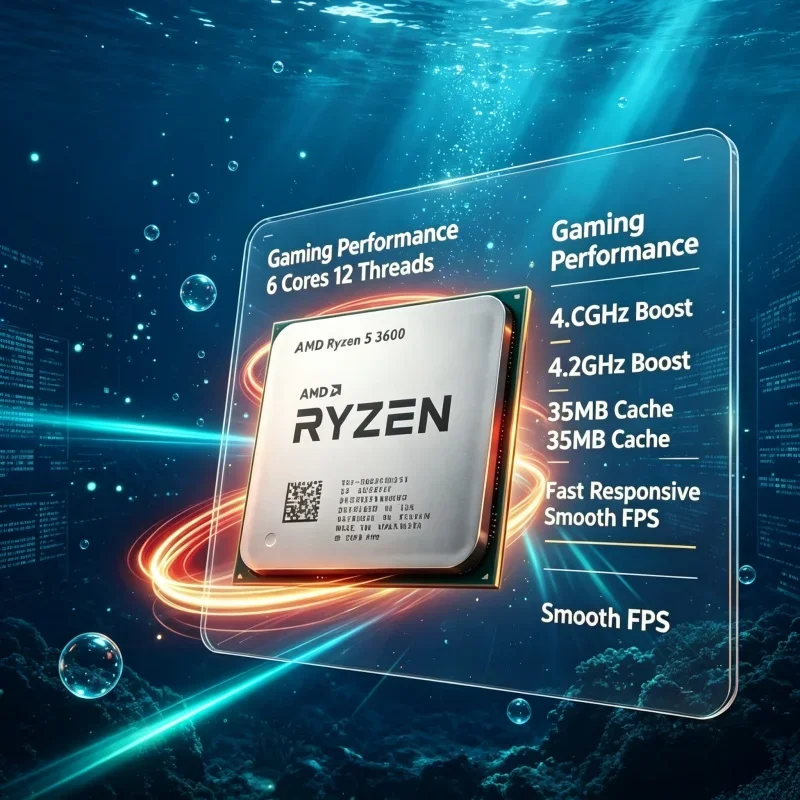Processador AMD Ryzen5 3600 para Desktop Gamer, 6 Núcleos, 12 Threads, 3.6GHz Base, 4.2GHz Boost, 35MB Cache, Soquete AM4, Peças para PC