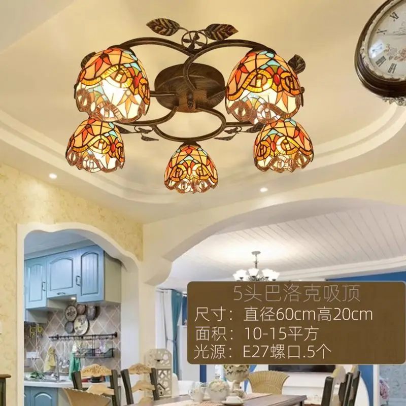 

Nordic retro ceiling lamp imitation living Bedroom Baroque pendant lights warm villa glass personality lamparas chandelier